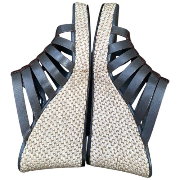 Brighton Denali Wedge Slide Sandal Women’s Size 8 Gray Brown Strappy Leather - Picture 6 of 16